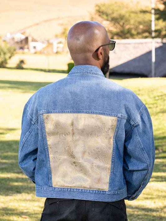 Indo-Western Denim Jacket with Saree Silk | Shikra London